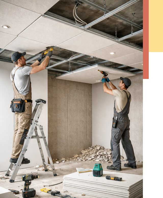 Монтаж акустического потолка в Богородицке от 6946 руб/м2 — быстро и недорого | ОТДЕЛОЧНИК-Бгд