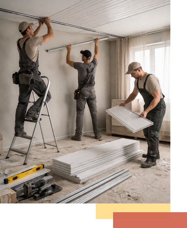 Монтаж потолка из ПВХ панелей в Богородицке оперативно и качественно