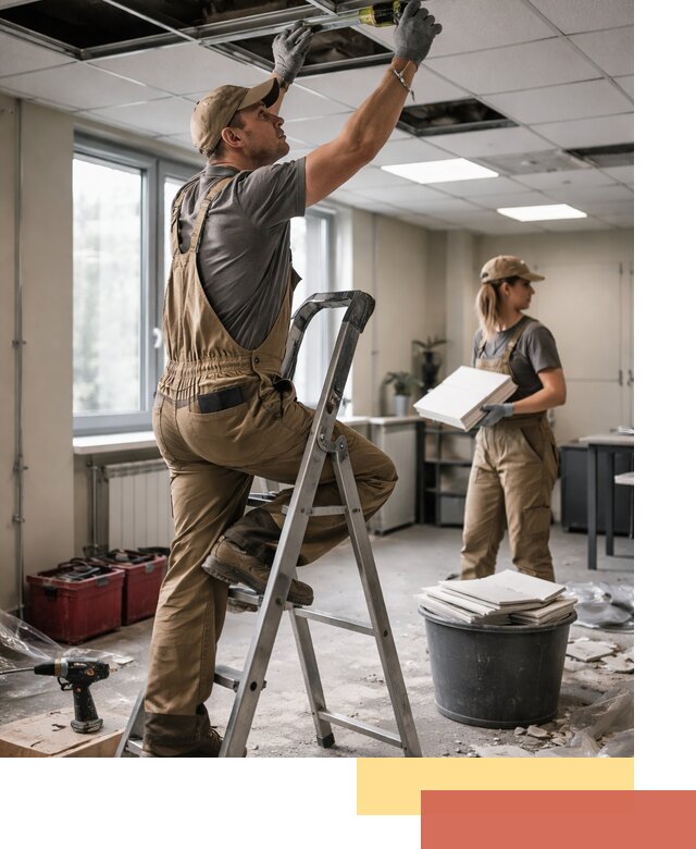 Ремонт потолка Армстронг и замена плит в Богородицке