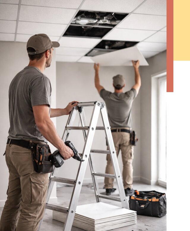 Обслуживание подвесного потолка в Богородицке от 3740 руб. — быстро и недорого | ОТДЕЛОЧНИК-Бгд