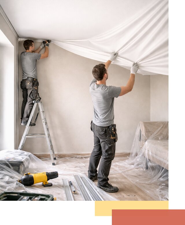 Монтаж тканевого натяжного потолка в Богородицке недорого и быстро