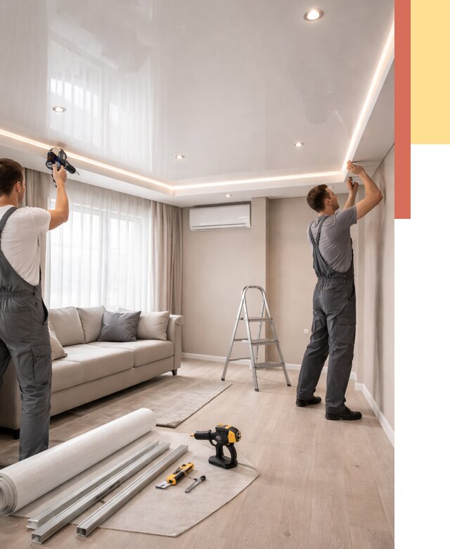 Монтаж глянцевого натяжного потолка в Богородицке от 801 руб. под ключ | ОТДЕЛОЧНИК-Бгд