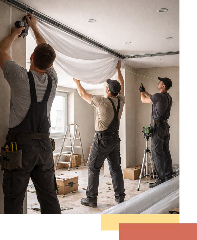 Монтаж парящего натяжного потолка под ключ в Богородицке