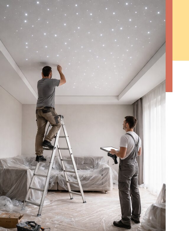 Монтаж натяжного потолка «звездное небо» в Богородицке от 6946 руб. | ОТДЕЛОЧНИК-Бгд