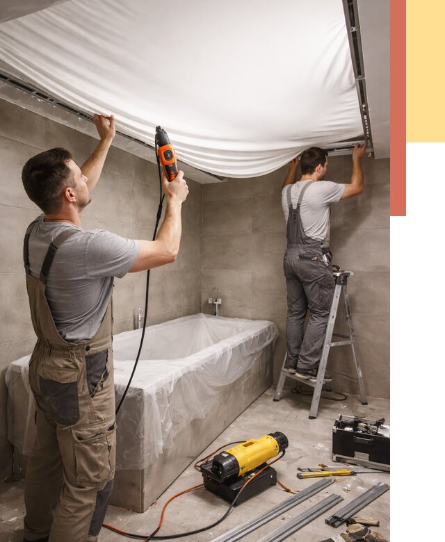 Монтаж натяжного потолка в ванной в Богородицке от 1282 руб. под ключ | ОТДЕЛОЧНИК-Бгд