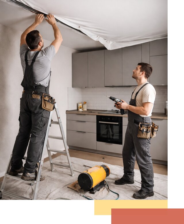 Монтаж натяжного потолка на кухне в Богородицке