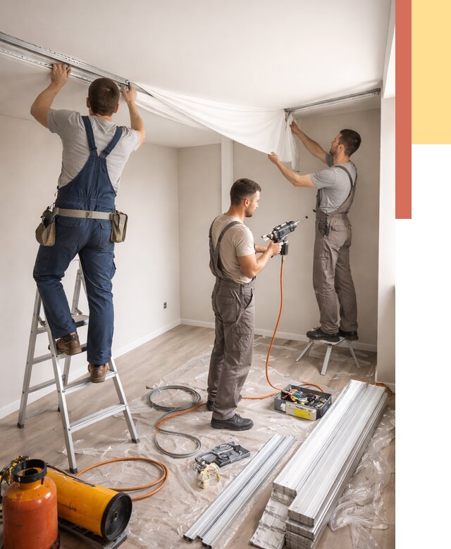 Монтаж натяжного потолка в студии в Богородицке от 5877 руб. — быстро и недорого | ОТДЕЛОЧНИК-Бгд