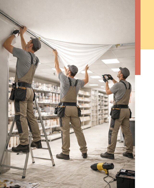 Монтаж натяжного потолка в магазине в Богородицке от 4809 руб. быстро и недорого | ОТДЕЛОЧНИК-Бгд