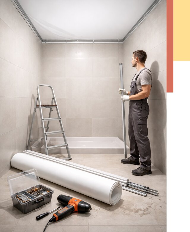 Монтаж натяжного потолка в санузле в Богородицке от 1977 руб. — ОТДЕЛОЧНИК-Бгд