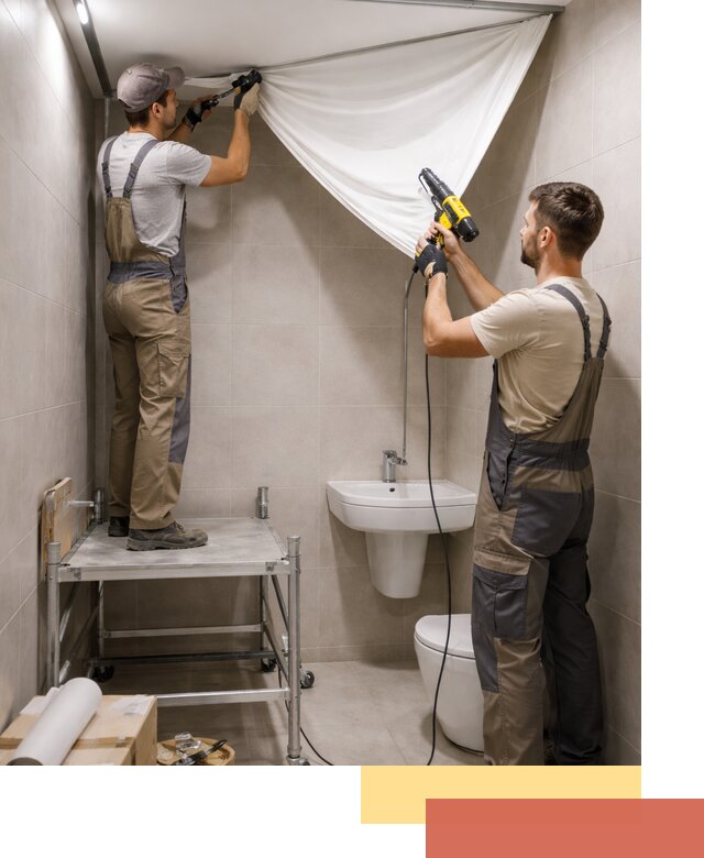 Монтаж натяжного потолка в санузле в Богородицке