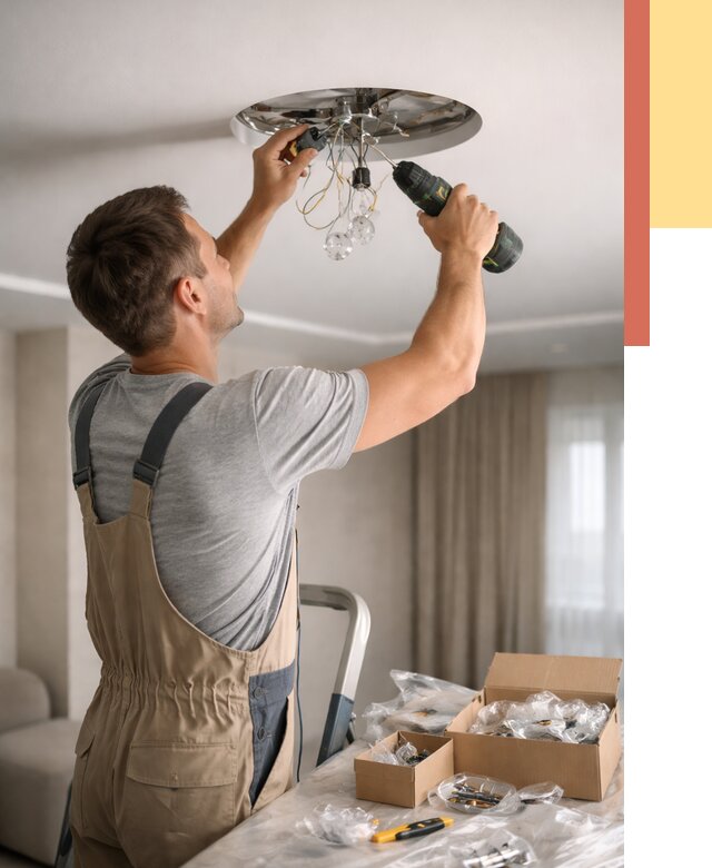 Установка люстры в натяжной потолок в Богородицке от 1282 руб. | Быстро и недорого — ОТДЕЛОЧНИК-Бгд