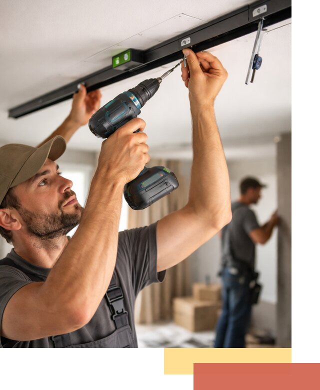 Установка трековых светильников в натяжной потолок в Богородицке