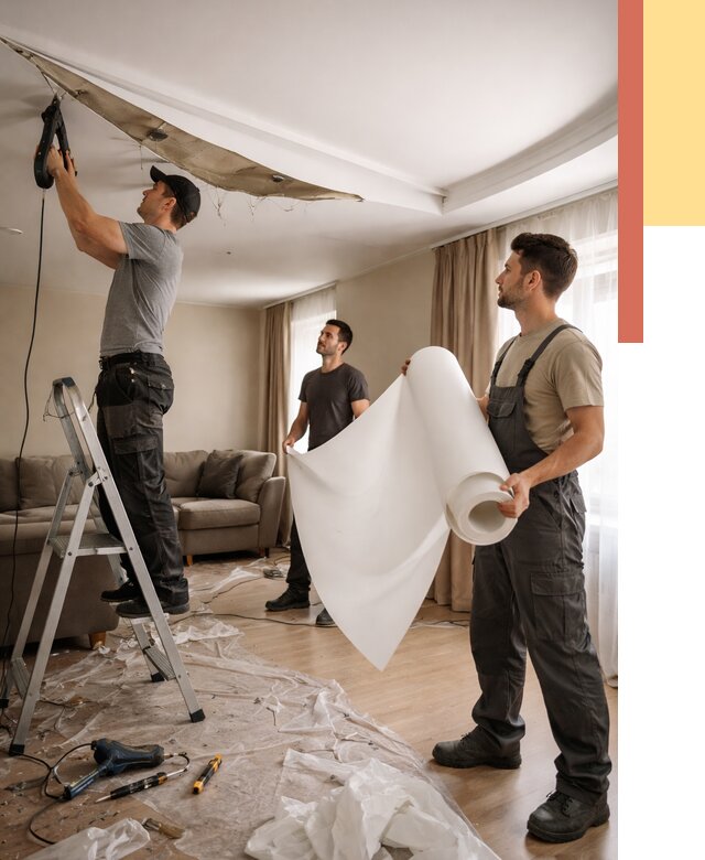 Замена полотна натяжного потолка в Богородицке от 10152 руб. быстро и недорого | ОТДЕЛОЧНИК-Бгд