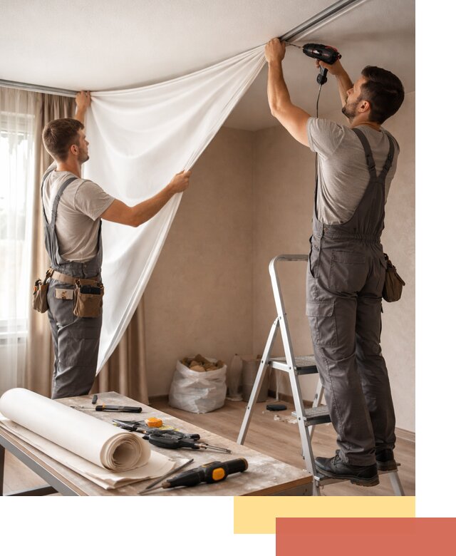 Замена полотна натяжного потолка в Богородицке быстро и качественно