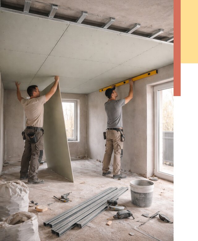 Одноуровневый потолок из гипсокартона в Богородицке от 801 руб. — монтаж под ключ | ОТДЕЛОЧНИК-Бгд