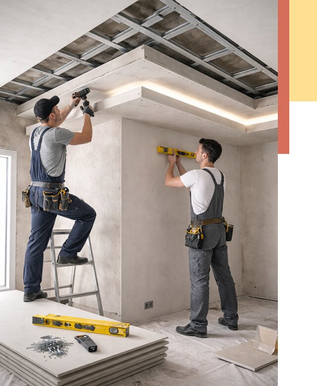 Двухуровневый потолок из гипсокартона в Богородицке от 1549 руб. под ключ | ОТДЕЛОЧНИК-Бгд