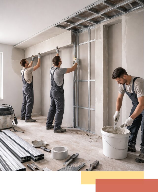 Монтаж потолка из гипсокартона с нишей в Богородицке