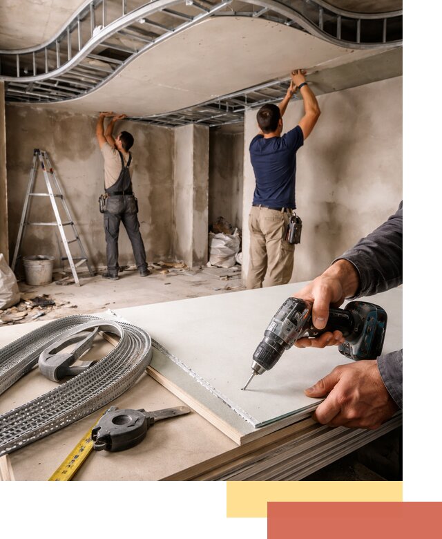 Криволинейный потолок из гипсокартона в Богородицке — монтаж и отделка