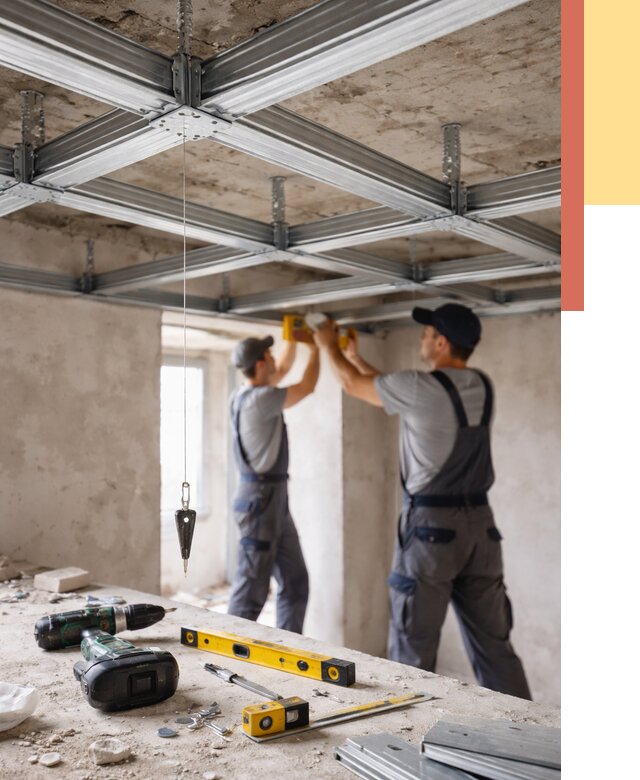 Монтаж каркаса потолка из профиля в Богородицке от 4809 руб. — услуги ОТДЕЛОЧНИК-Бгд