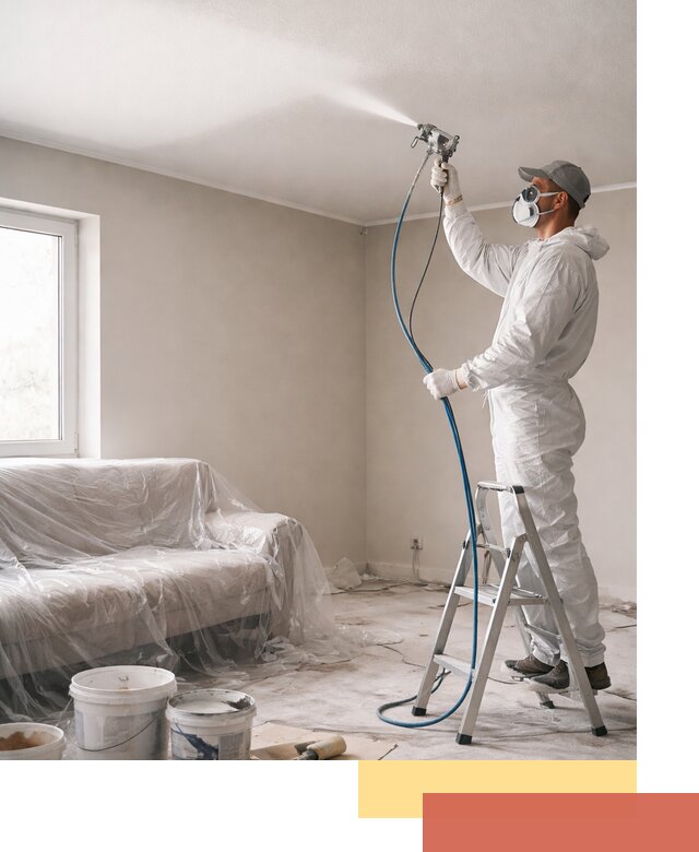 Покраска потолка краскопультом в Богородицке быстро и качественно