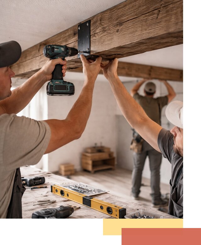 Монтаж декоративных потолочных балок в Богородицке